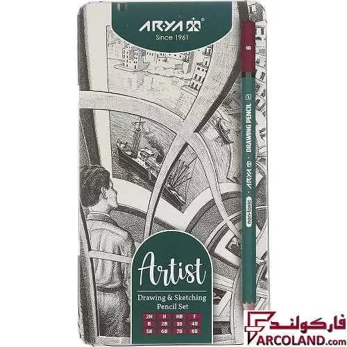 پک مداد طراحی آریا طرح آرتیست Artist 3075 بسته 12 عددی — تصویر ۳