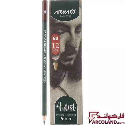 مداد طراحی 6B آریا طرح آرتیست Artist 3505 بسته 12 عددی