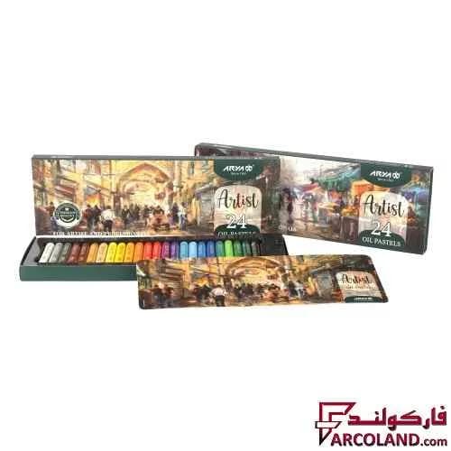 پاستل روغنی 24 رنگ آریا جعبه مقوایی مدل آرتیست Artist 2602