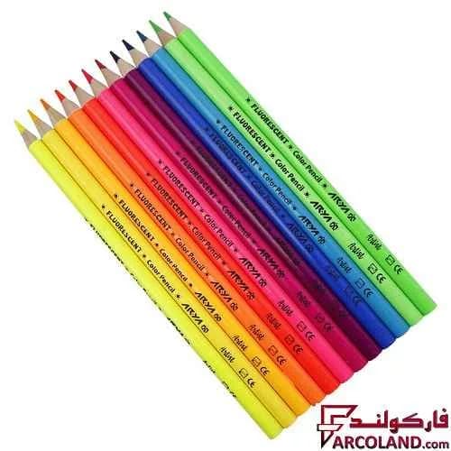 مداد رنگی 12 رنگ آریا فلورسنت جعبه مقوایی مدل آرتیست Artist 3611 — تصویر ۲