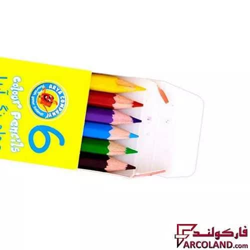 مداد رنگی 6 رنگ آریا جعبه مقوایی کد Arya 3071 — تصویر ۳