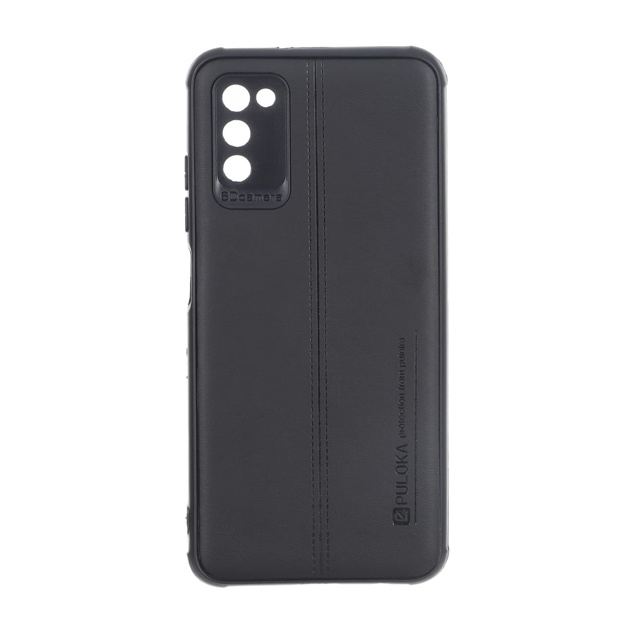 قاب Puloka طرح چرم دوخت دار محافظ لنزدار Samsung Galaxy A03s / A02s – مشکی
