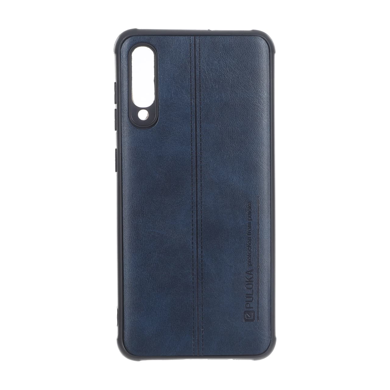 قاب Puloka طرح چرم دوخت دار محافظ لنزدار Samsung Galaxy A50 / A50s / A30s – سرمه ای
