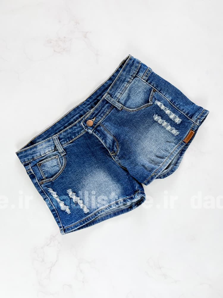 شورتک کوتاه جین کنار طرح دار