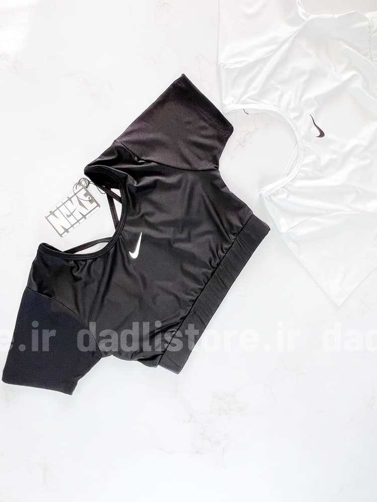 کراپ تاپ وزرشی زنانه فلامت آستین کوتاه پشت باز بندی نایکی Nike — تصویر ۶