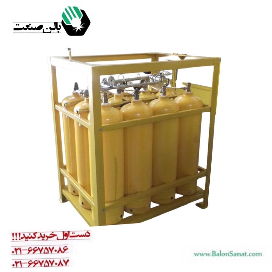 پالت کپسول استیلن 12 تایی پر شده به همراه منیفولد استیل