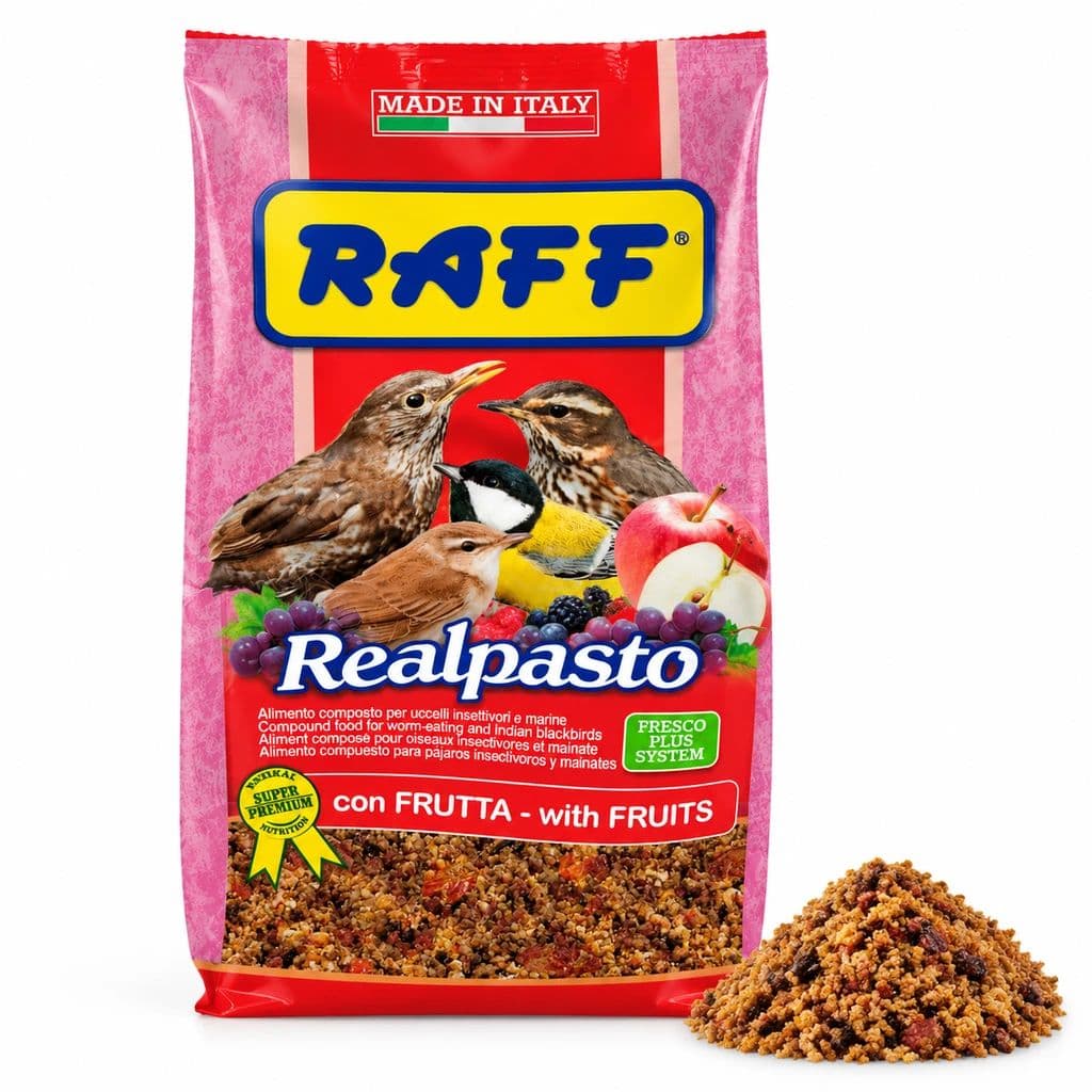 خوراک مرغ مینا و پرندگان حشره‌خوار راف رئال پستو (غذای کامل حاوی میوه)Realpasto with Fruits (یک کیلوگرم)