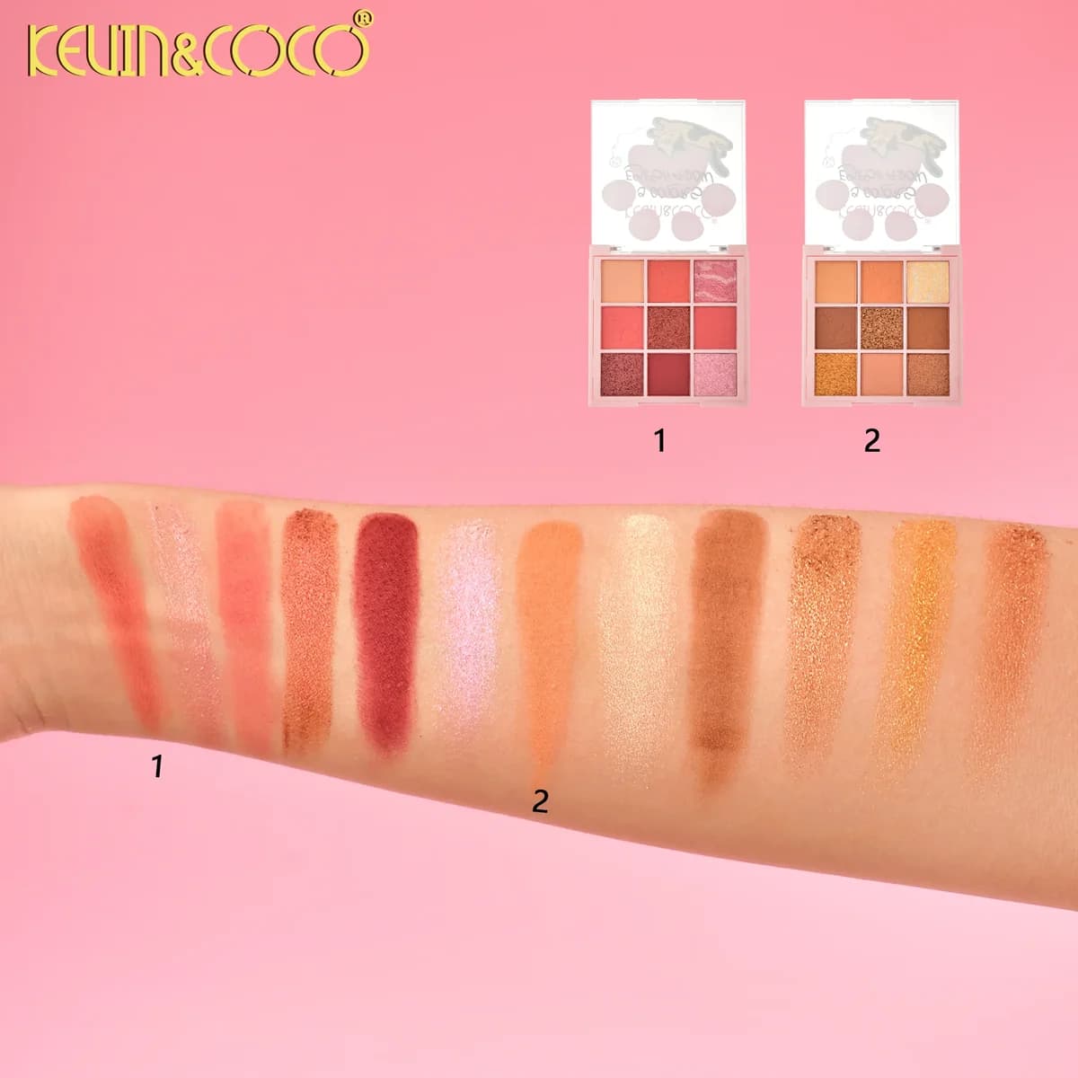 پالت سایه کوین کوکو Kevin & Coco 9 رنگ طرح گربه مدل KC1308 در دو سری A و B — تصویر ۴