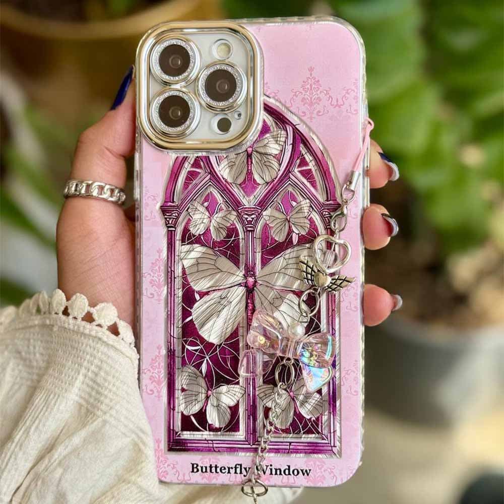 قاب Butterfly Window با آویز مناسب برای گوشی موبایل اپل آیفون iPhone 12 / 12 Pro / 12 Pro Max / iPhone 13 / 13 Pro / 13 Pro Max / iPhone 14 Pro / 14 Pro Max / iPhone 15 / 15 Pro / 15 Pro Max / iPhone