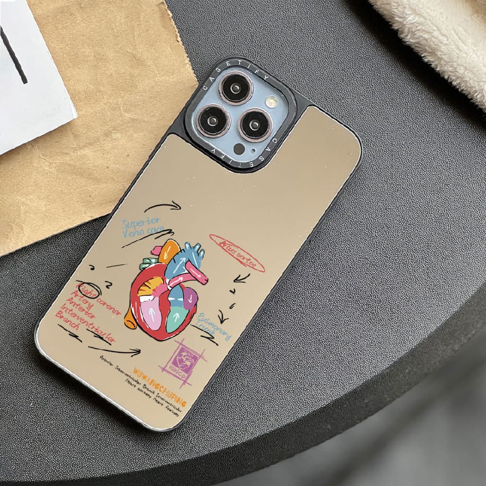 قاب آینه ای چاپی سفارشی (کد 0254) مدل قلب رنگی مناسب برای گوشی موبایل اپل آیفون Apple iPhone 7 / 8 / SE 2020 / 7 Plus / 8 Plus / X / XS / XR / XS Max / 11 / 11 Pro / 11 Pro Max / 12 / 12 Mini / 12 Pro — تصویر ۲