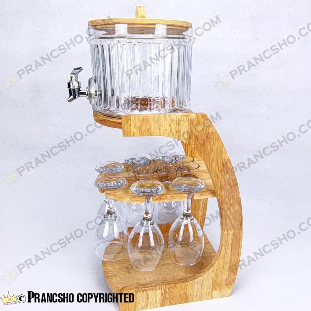 کلمن بار شیشه ای 6 نفره طرح هایکا با گیلاس (جام) و شات شیشه ساده — تصویر ۴