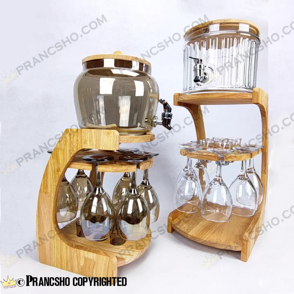 کلمن بار شیشه ای 6 نفره طرح هایکا با گیلاس (جام) و شات شیشه ساده — تصویر ۸