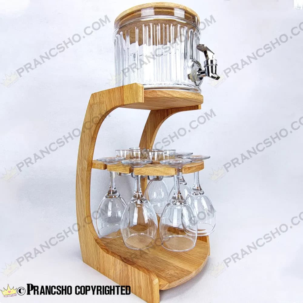 کلمن بار شیشه ای 6 نفره طرح هایکا با گیلاس (جام) و شات شیشه ساده — تصویر ۵