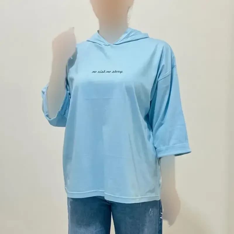 تیشرت باکسی کلاهدار چاپی نخ پنبه لش — تصویر ۷