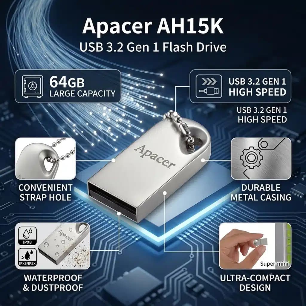 فلش مموری اپیسر Apacer AH15K ظرفیت 64 گیگابایت USB 3.2 — تصویر ۸