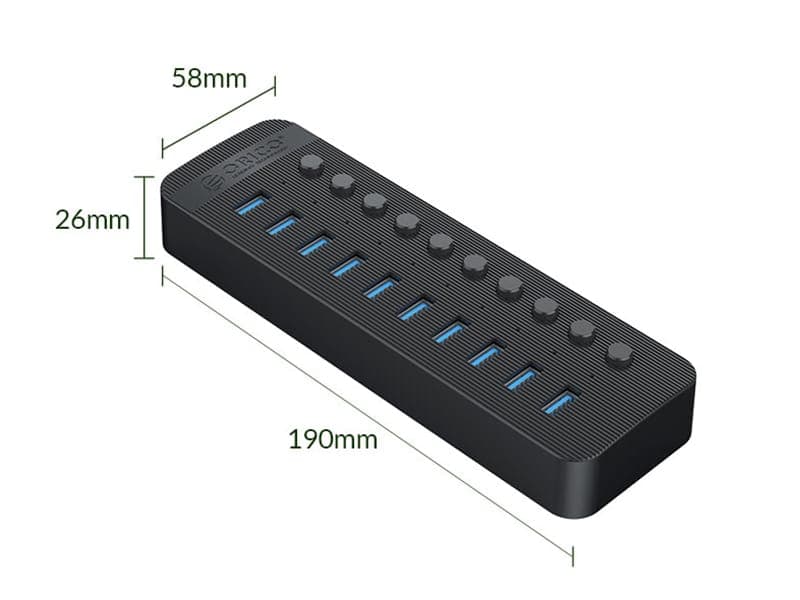 هاب پرسرعت 10 پورت اوریکو ORICO CT2U3-10AB Multi-Port Hub With Individual Switches USB3 — تصویر ۶