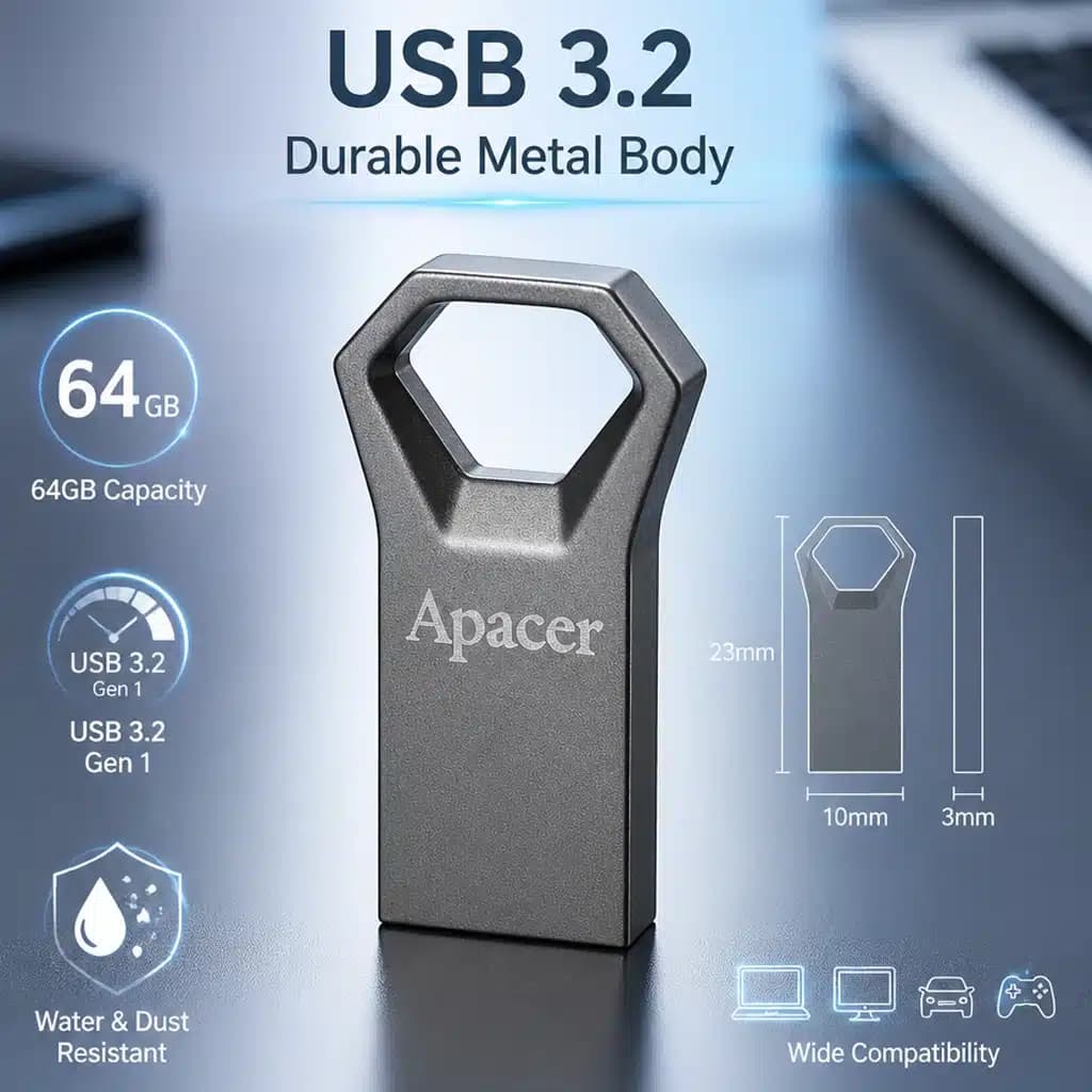 فلش مموری اپیسر Apacer مدل AH15H ظرفیت 64 گیگابایت USB 3.2 — تصویر ۸