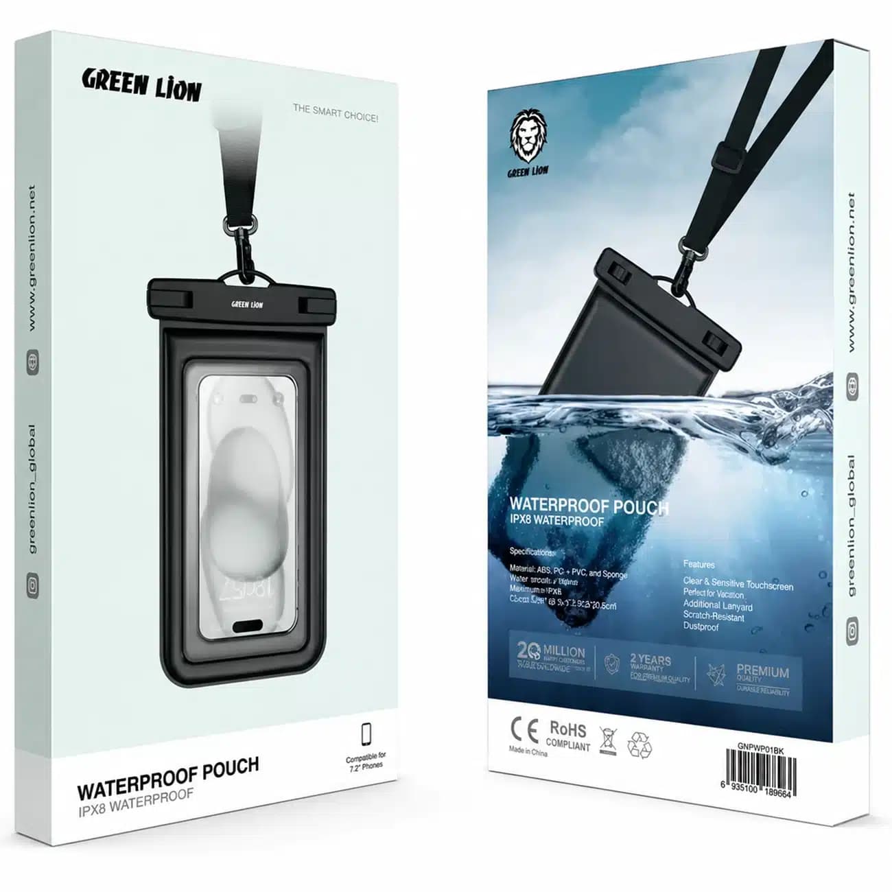 کیف ضد آب گوشی گرین لاین Green Lion مدل GNWPRFP7CLR استاندارد IPX8 — تصویر ۲