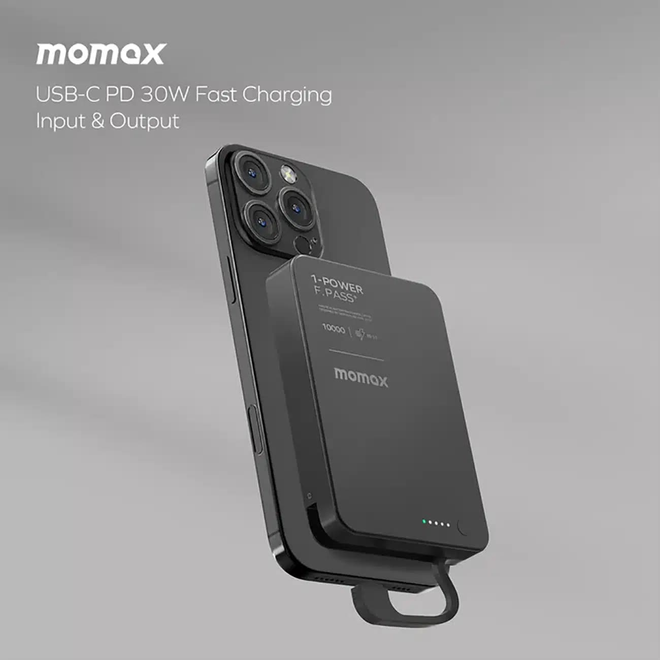 پاور بانک 10000 تایپسی 30 وات مومکس Momax IP158 با قابلیت اتصال مگنتی به گوشی — تصویر ۷