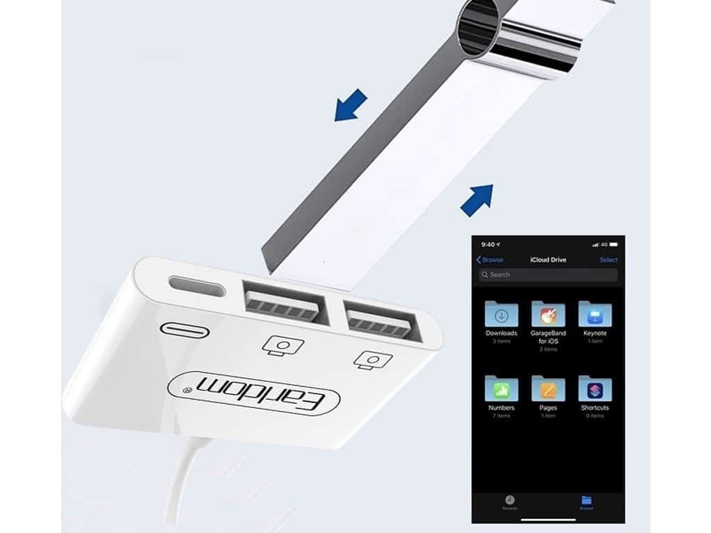 مبدل لایتنینگ به لایتنینگ و دو درگاه OTG ارلدام Earldom OT44 Lightning To Double OTG and Lighting Converter — تصویر ۳