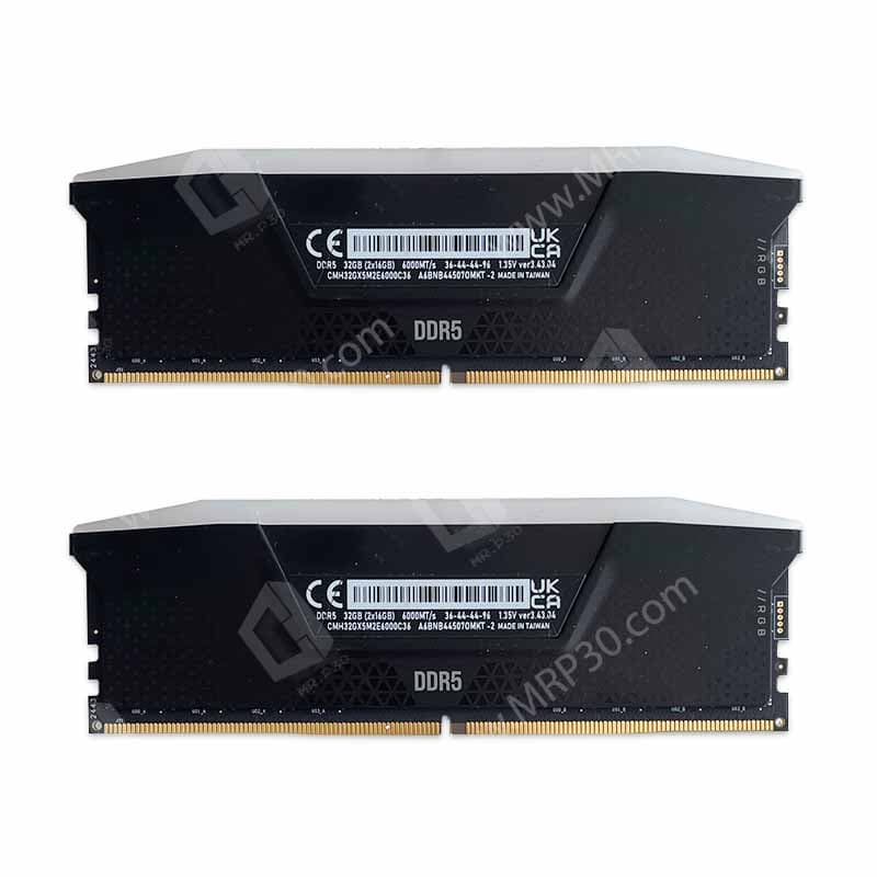 پک 32 گیگ رم کورسیر CORSAIR VENGEANCE RGB 32GB (16×2) DDR5 6000MHZ استوک گارانتی تا 1405/09 — تصویر ۲
