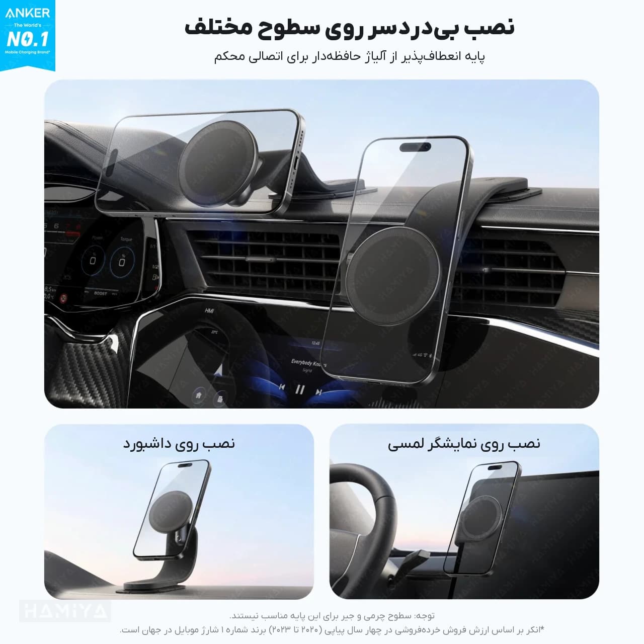 پایه نگهدارنده مغناطیسی گوشی موبایل انکر مدل A9110 با قابلیت چرخش 360 درجه — تصویر ۷