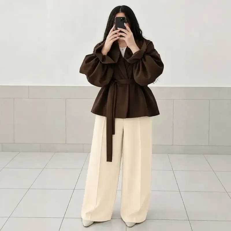 کت شلوار زنانه جنس مازراتی دبل مدل نوتلا — تصویر ۵