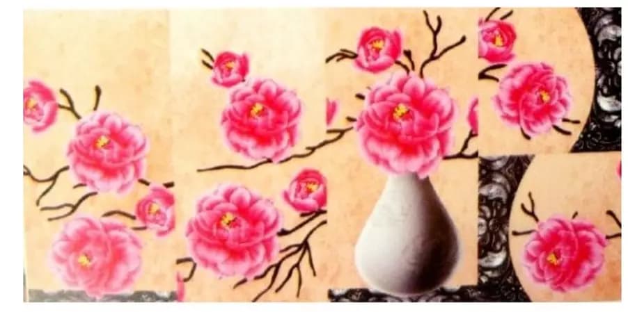 استیکر دیواری سه بعدی طرح کودکانه گل 5 تکه — تصویر ۲