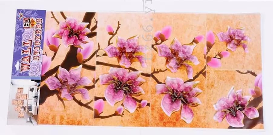 استیکر دیواری سه بعدی گل 5 تکه — تصویر ۲