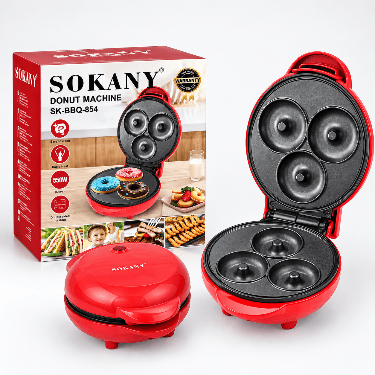 دونات ساز سوکانی مینی SK-BBQ-854 توان 550 وات 3 خانه