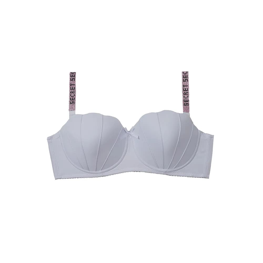 سوتین اسفنجی صدفی فنردار نیم جک بند نگینی لیارین کاپ C میکروفایبر زنانه و دخترانه — تصویر ۳