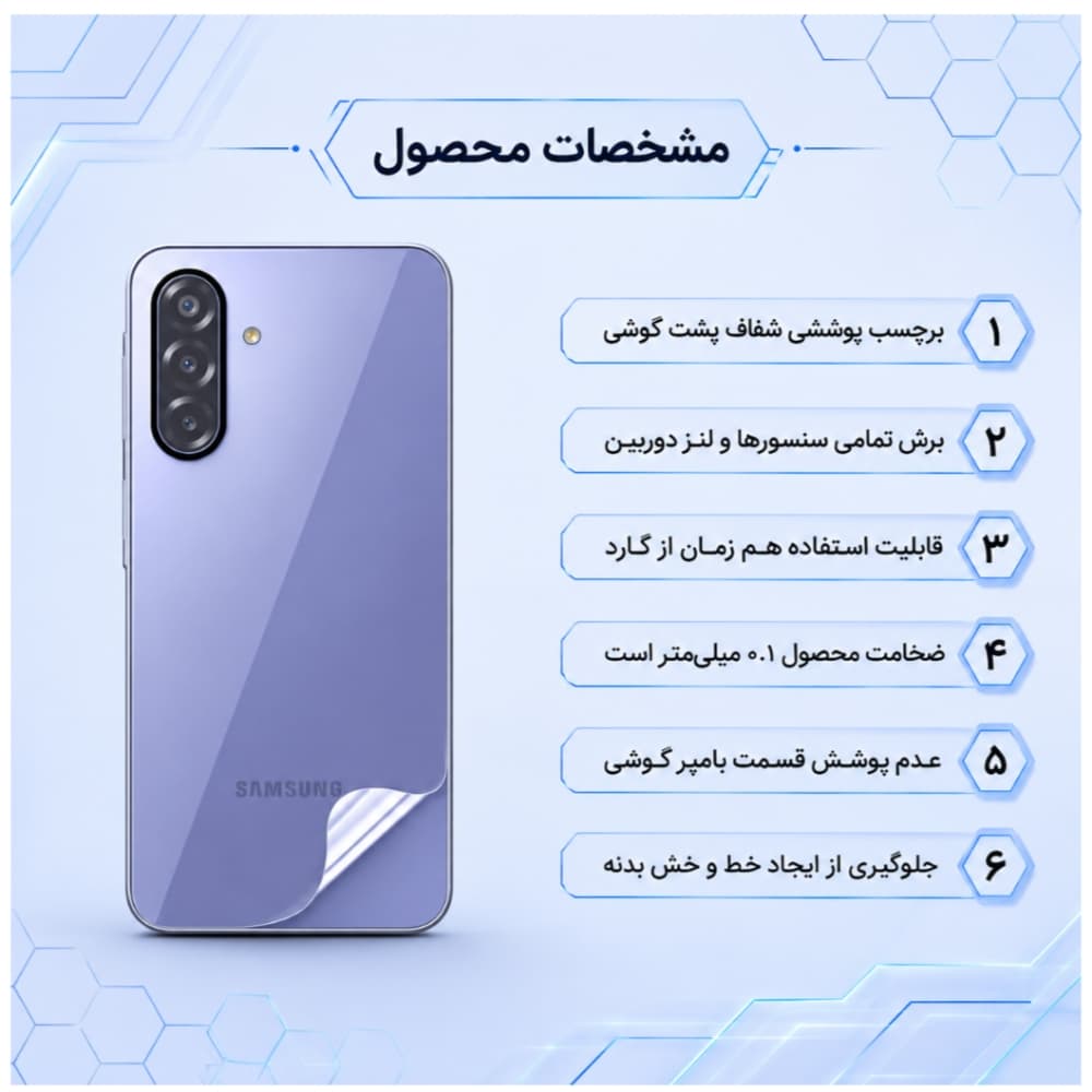 محافظ پشت Redmi Note 6 Pro مدل نانو هیدروژل شفاف — تصویر ۲