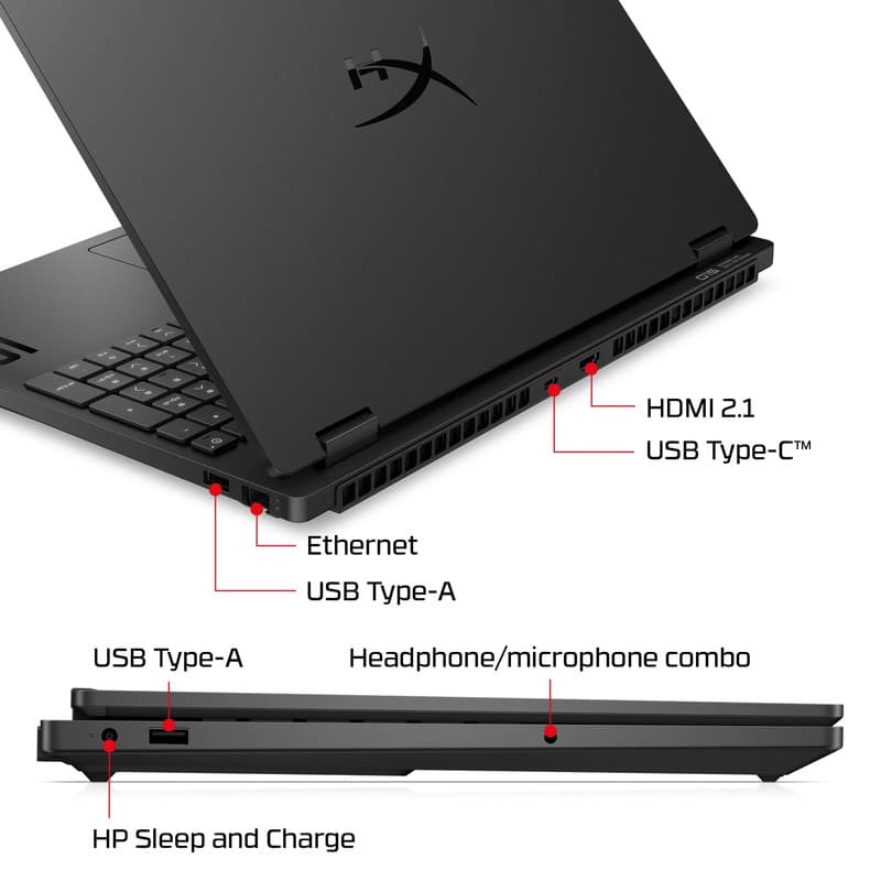 لپ تاپ 15.3 اینچی اچ‌ پی مدل HyperX OMEN 15-ga0004nw-Core i7 14650HX-RTX5060 8GB-32GB DDR5 5600MHz-1TB SSD-WQXGA 180Hz-W - کاستوم شده — تصویر ۶