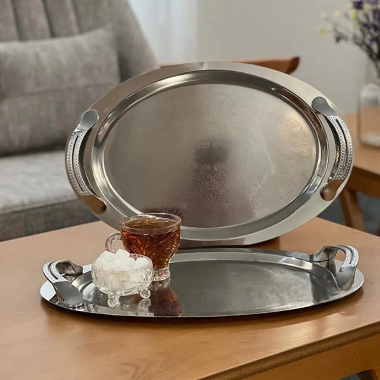 سینی استیل بیضی آهن ربا نگیر — تصویر ۳