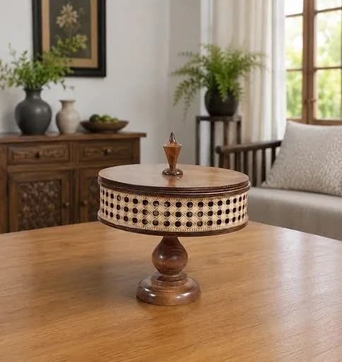 شکلات خوری پایه چوبی حصیری — تصویر ۳
