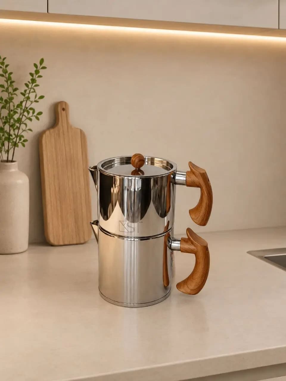 کتری قوری دسته چوبی KST