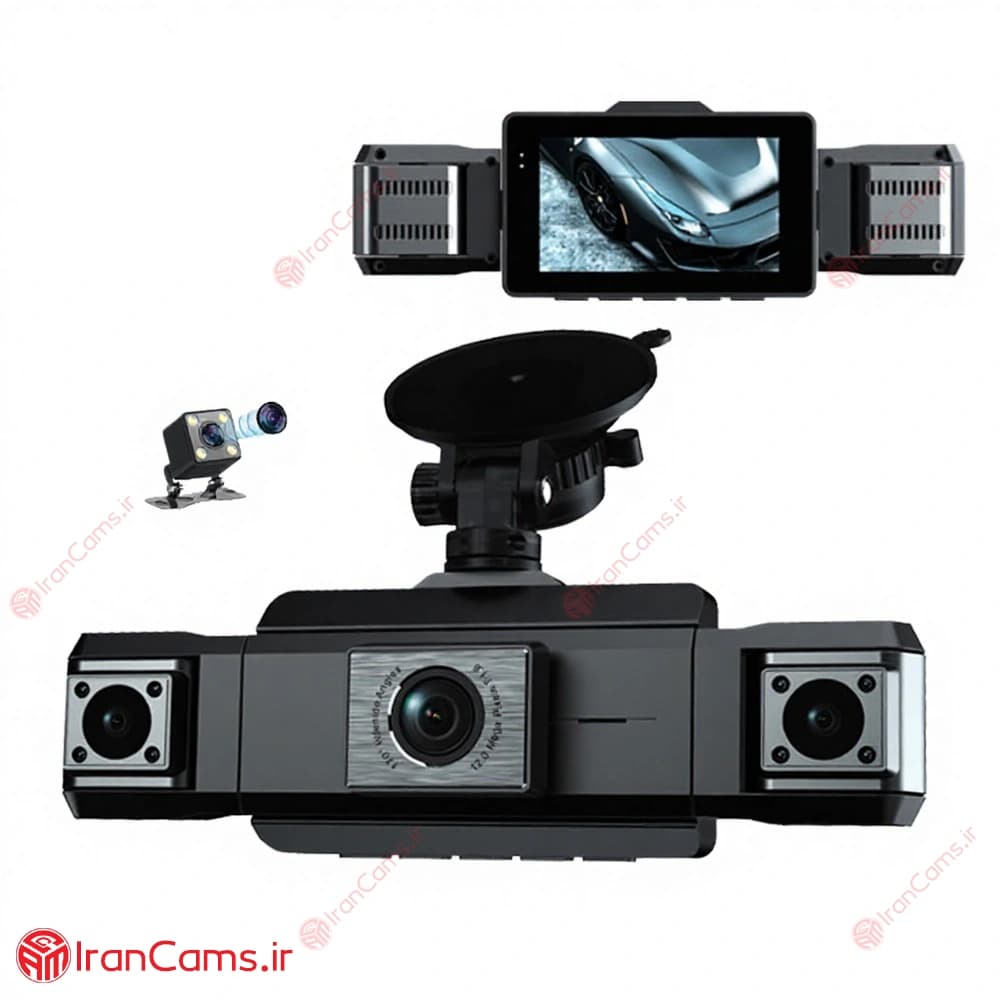 دوربین ثبت وقایع خودرو 360 درجه وای فای 4 لنز مانیتوردار مدل 4K-SW