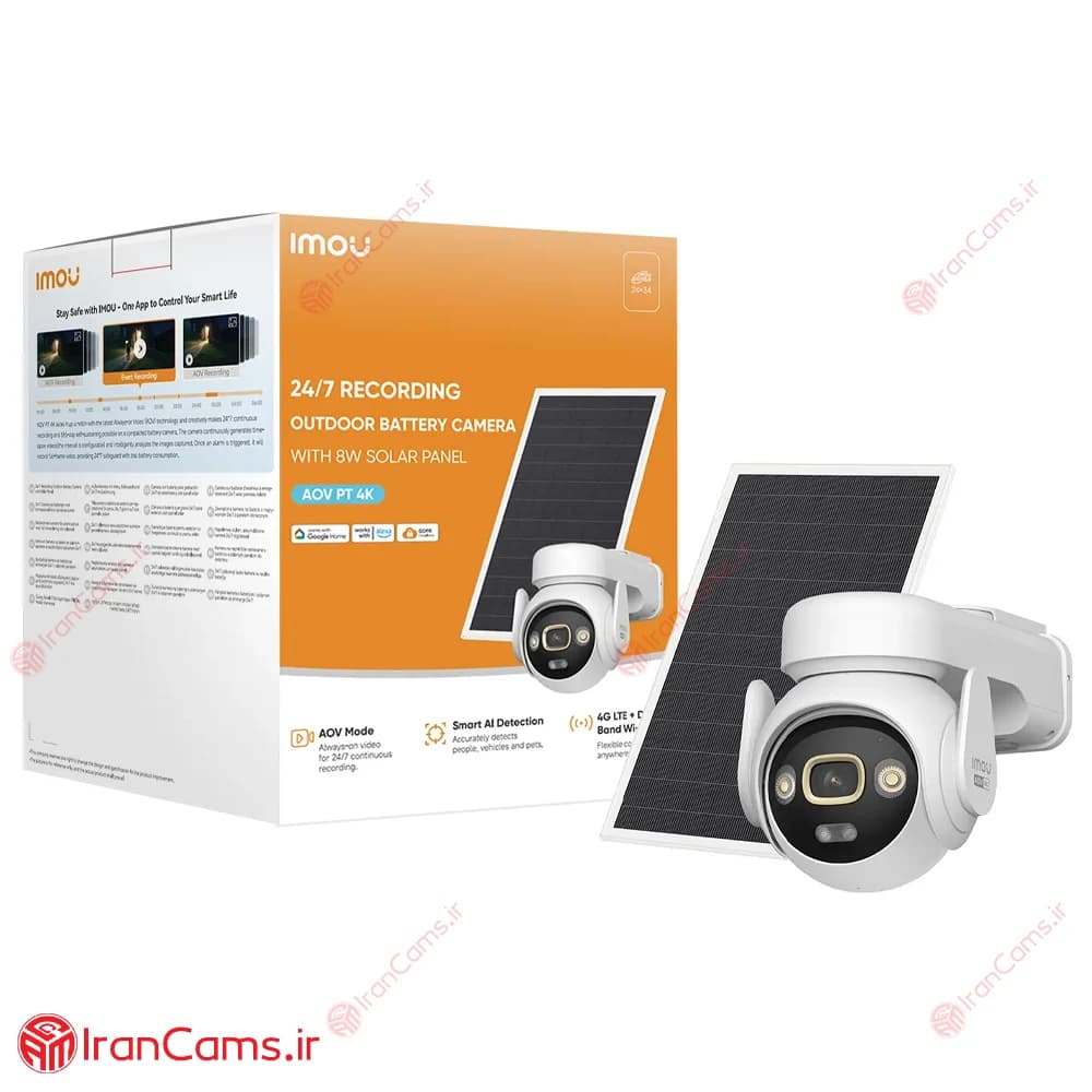دوربین بی سیم خورشیدی سیم کارتی آیمو (Imou AOV PT 4K (IPC-SA7E-T-8M0T3/FSP008 — تصویر ۲