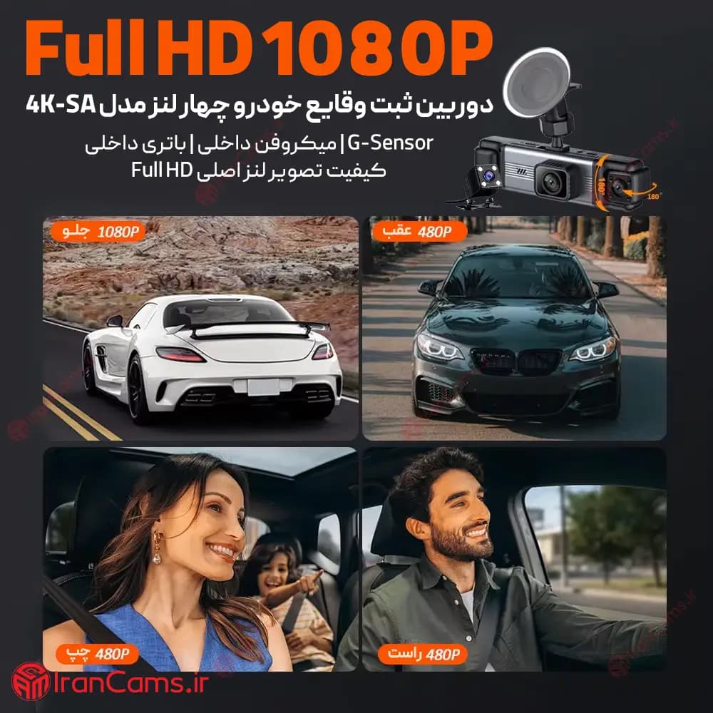 دوربین ثبت وقایع خودرو 360 درجه 4 لنز مانیتوردار مدل 4K-SA — تصویر ۸