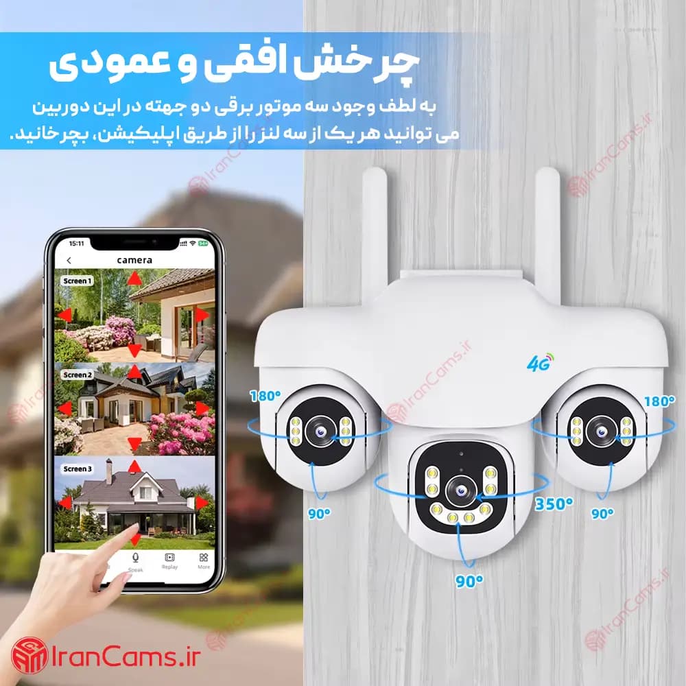 دوربین سیمکارتی سه لنز موتوردار 12 مگاپیکسل V380 Pro مدل SC31-G-L-4G — تصویر ۴