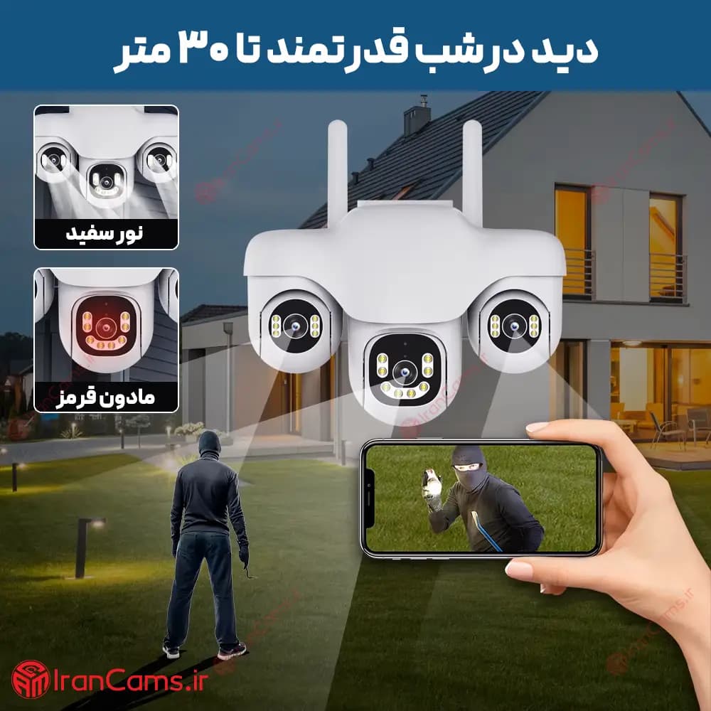 دوربین سیمکارتی سه لنز موتوردار 12 مگاپیکسل V380 Pro مدل SC31-G-L-4G — تصویر ۵