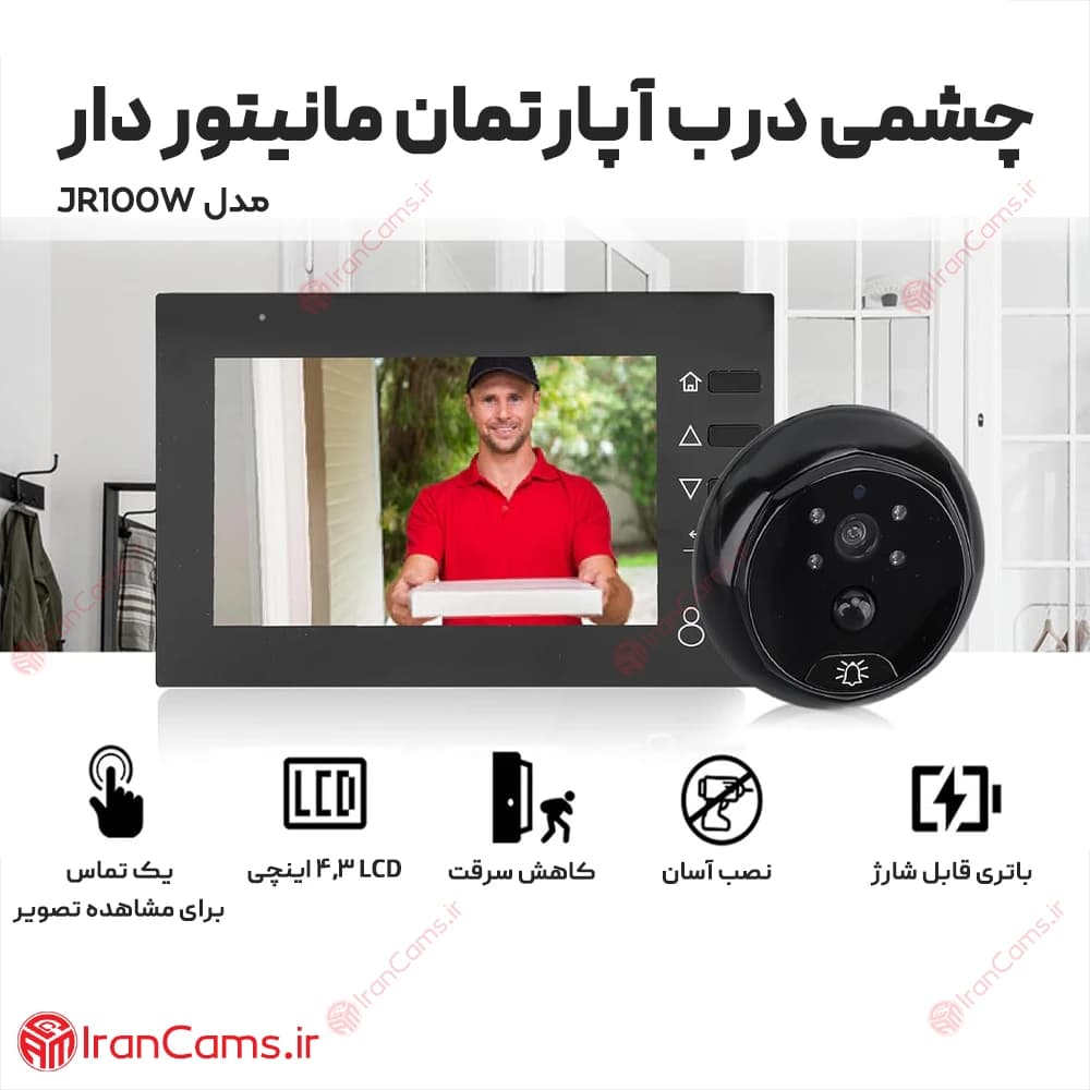 دوربین چشمی درب مانیتور دار JR100W — تصویر ۲