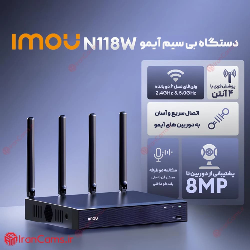 دستگاه ضبط تصویر 18 کانال بی سیم آیمو NVR-N118W-8A0E