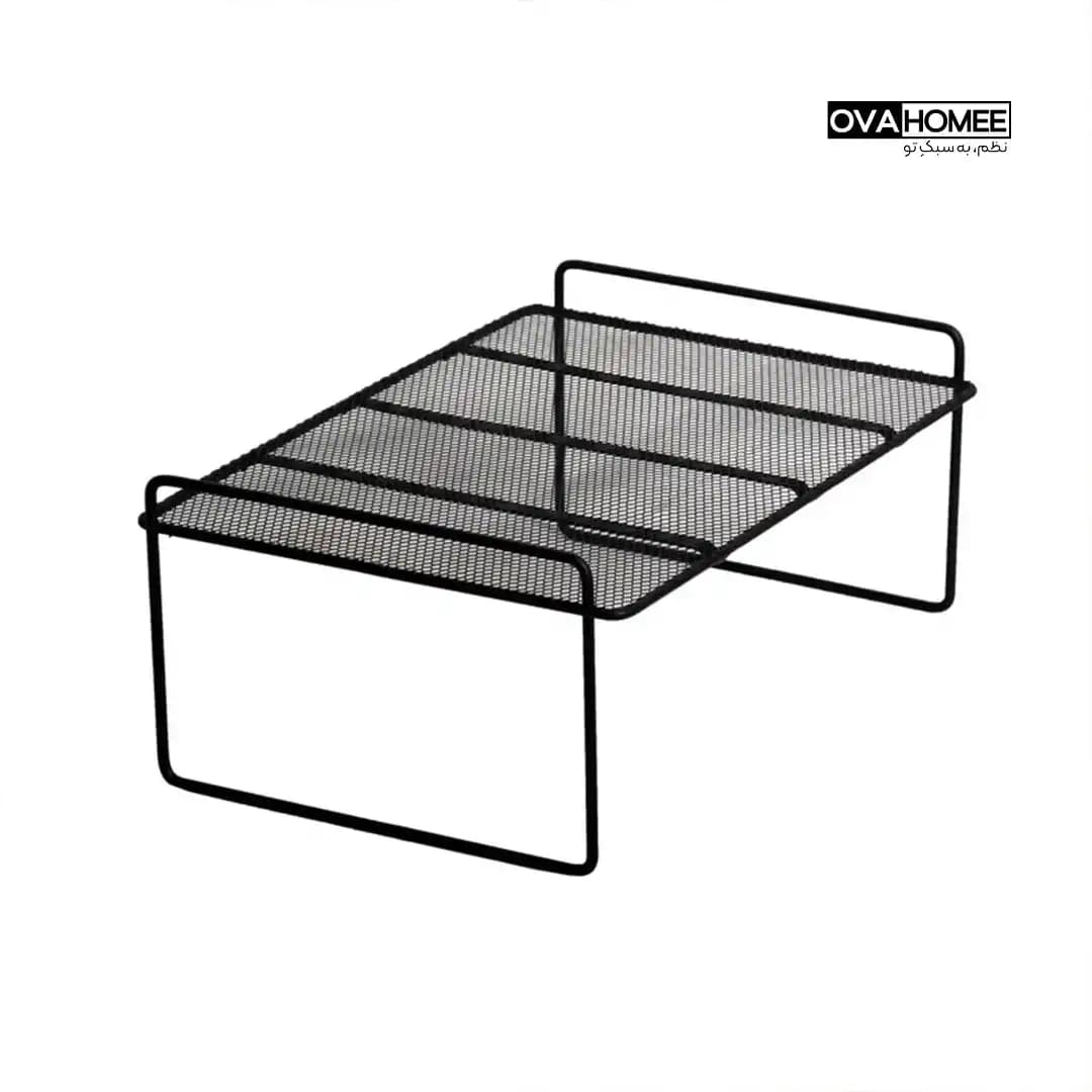 راف کابینتی یک طبقه فلزی کف توری مشکی مات — تصویر ۴