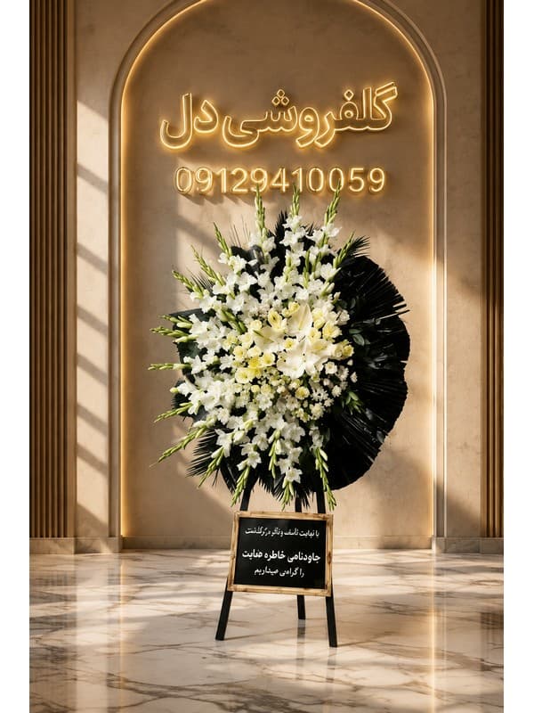 تاج گل عزاداری برای مراسم ختم در بیمارستان فیروزگر