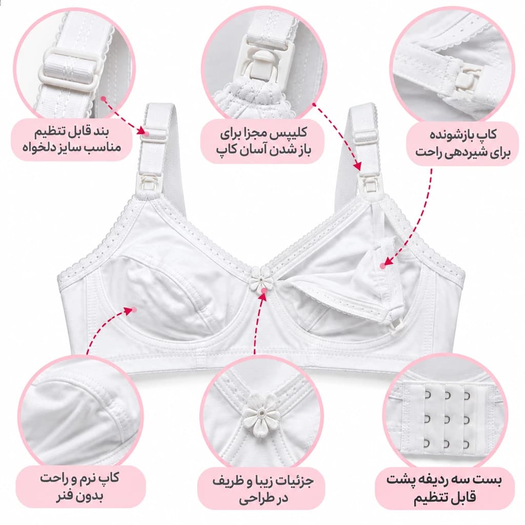 ‫سوتین شیردهی نخی چیوکو Chioco مدل SafeMom کد 075234 — تصویر ۷