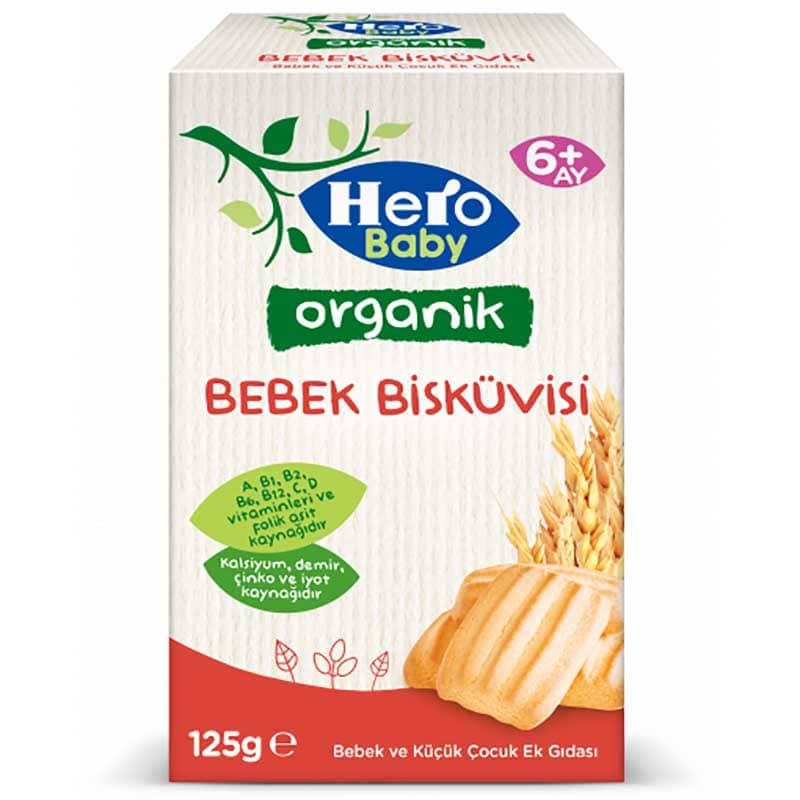 بیسکوئیت ارگانیک هرو بیبی 125گرمی Hero baby