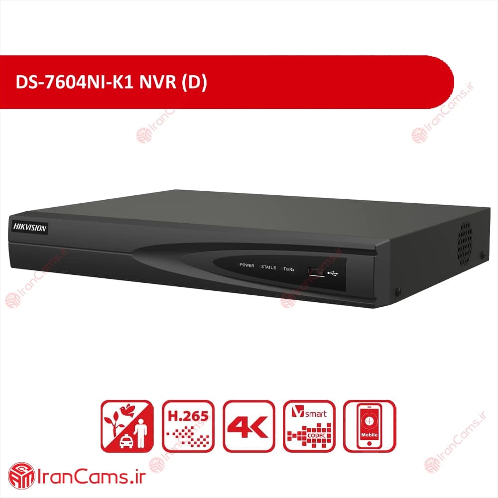 دستگاه NVR هایک ویژن 4 کانال DS-7604NI-K1(D) — تصویر ۲