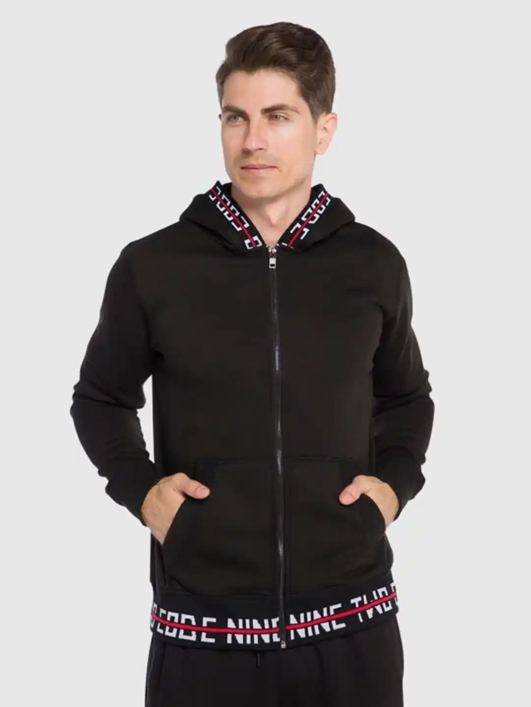 سویشرت تو کرکی کلاه دار مشکی jack&jones