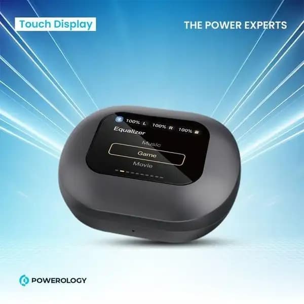هدفون بی سیم نمایشگردار پاورولوژی مدل Powerology ENC TWS Air Conduction Earbuds PWLAU008 — تصویر ۳